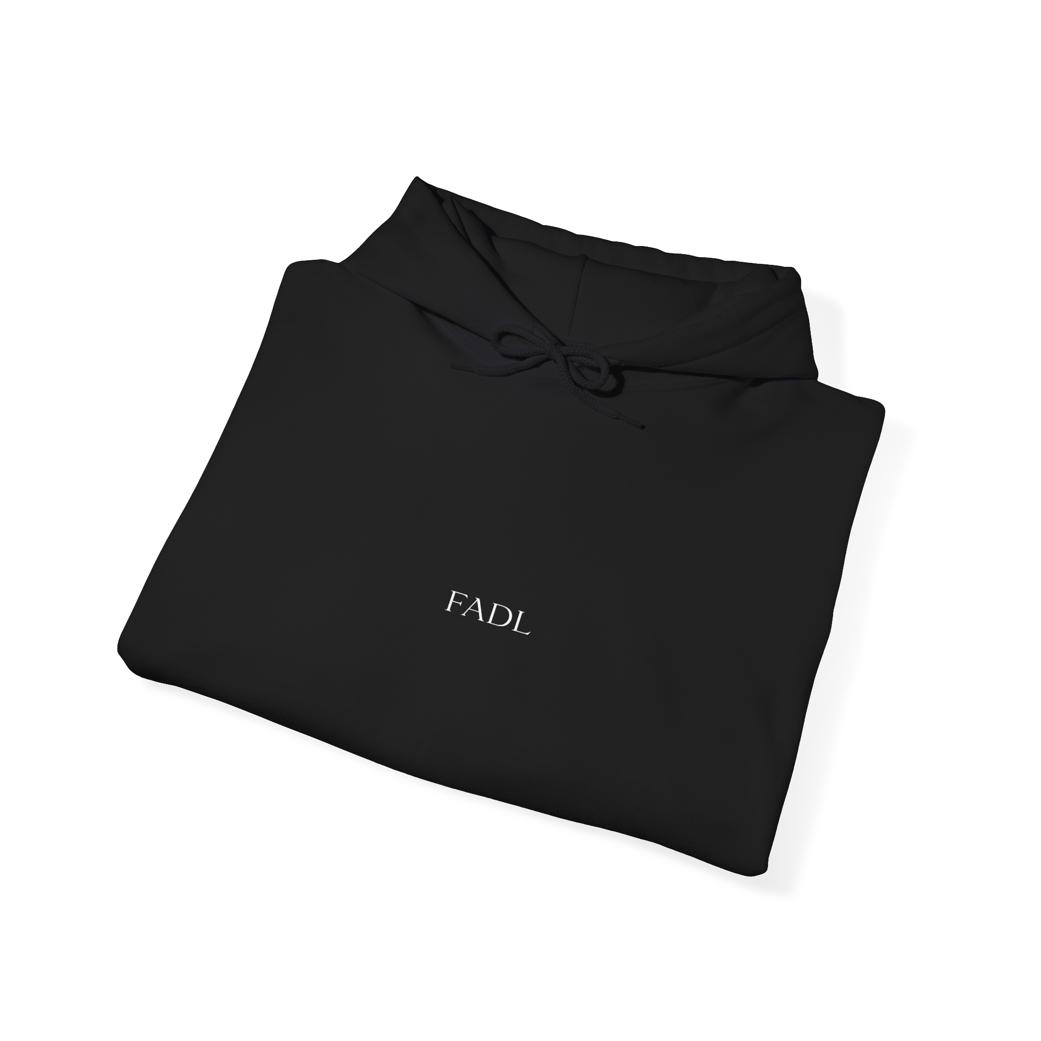 Minimalist 'FADL' Black Hoodie — Clean Logo Pullover