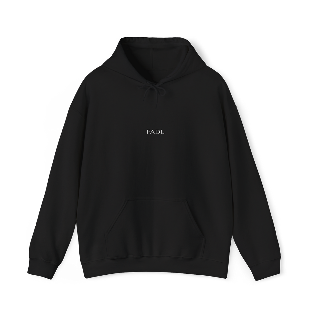 Minimalist 'FADL' Black Hoodie — Clean Logo Pullover