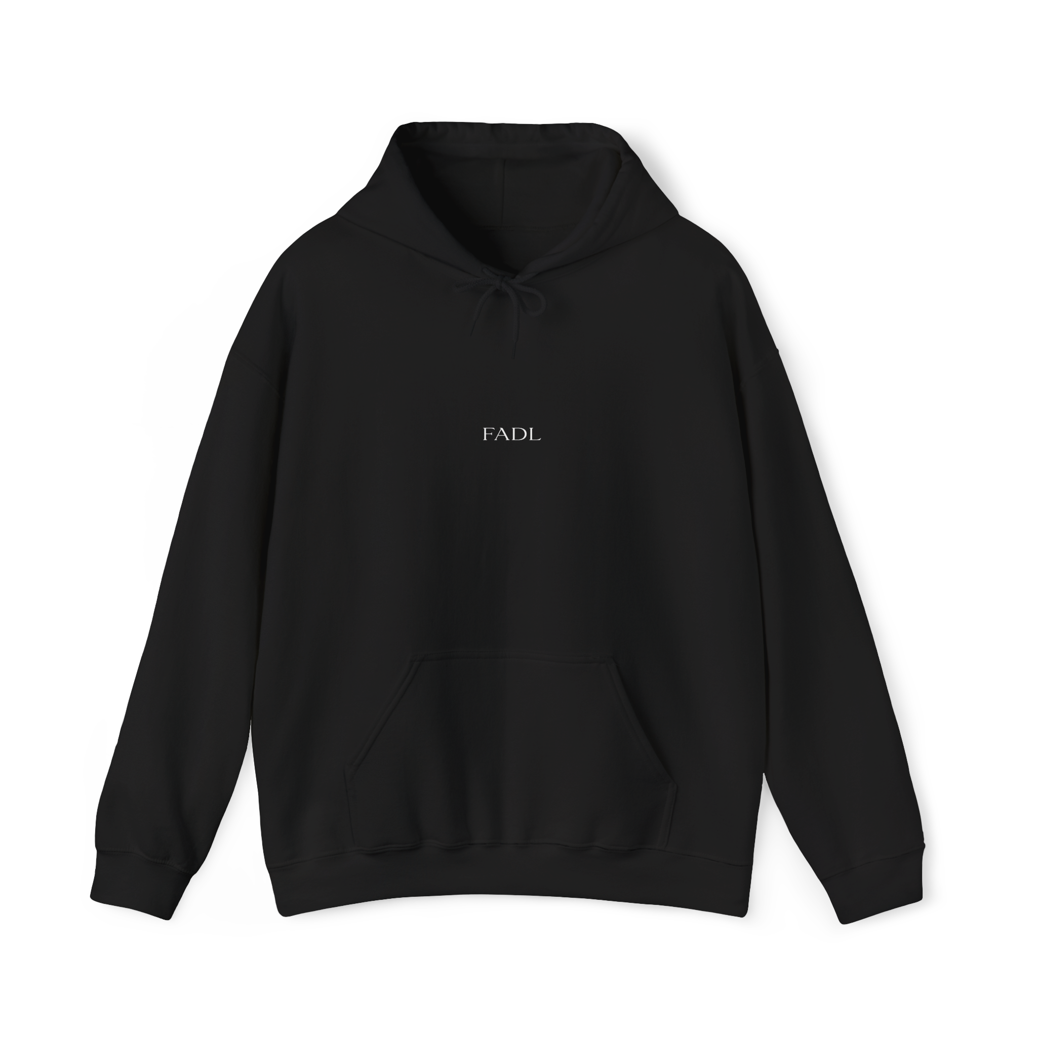 Minimalist 'FADL' Black Hoodie — Clean Logo Pullover