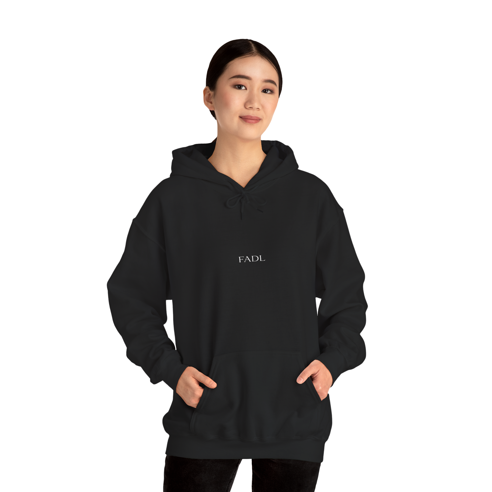 Minimalist 'FADL' Black Hoodie — Clean Logo Pullover