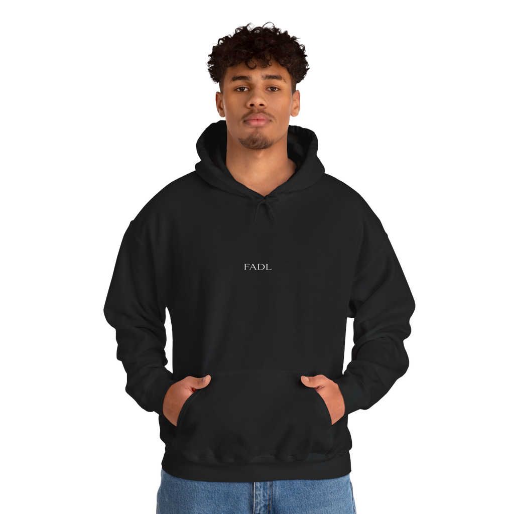 Minimalist 'FADL' Black Hoodie — Clean Logo Pullover