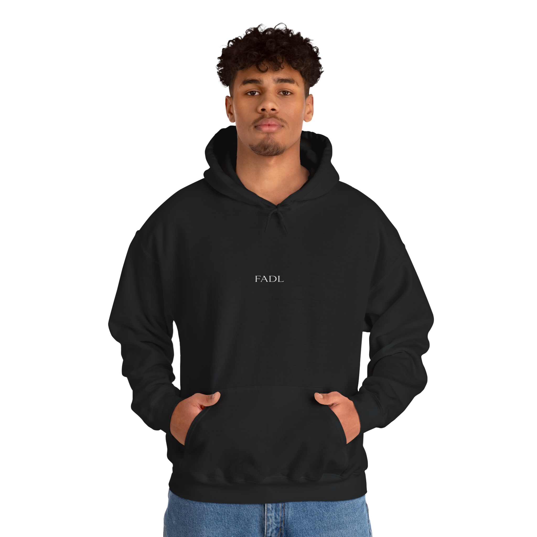 Minimalist 'FADL' Black Hoodie — Clean Logo Pullover